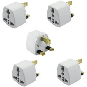 Pack of 5 - UK 3 Pin Travel Universal Plug Socket Adapter