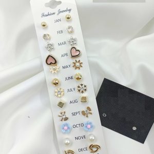 Pair of 12-pcs beautiful earing tops for girls women - stud - tops