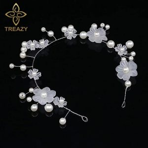 Bridal Headband Wedding Hair Jewelry Pearl Crystal Headband Bride Hair jora pin