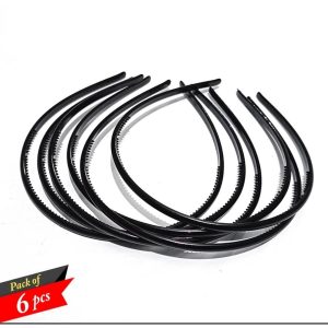Pack of 6 Thin Black Plastic Headband Hair Band for Girl'S Women