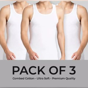 Pack of 3 Men's Sando Banyan - Cotton Vest - White Sando Inner wear