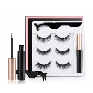 3 Pairs Magnetic Eyelash With Magnetic Liquid Eyeliner & Tweezer Eyelash