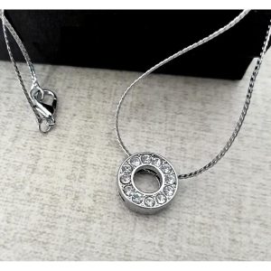 Silver Ring Pendant Necklace Embellished with -Gift Box Included