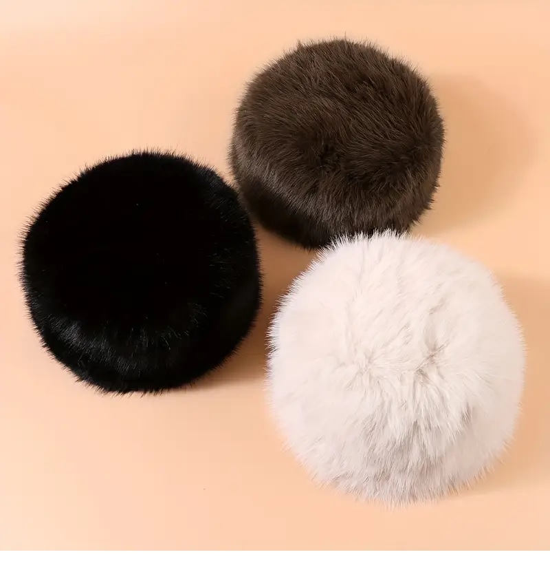Festive Women's Fluffy Faux Fur Bucket Hat - Lightweight, Non-Elastic, and Perfect for Winter - Image 2