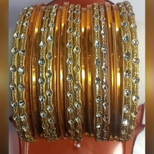 Golden Fancy Metal Bangles - 24 bangles