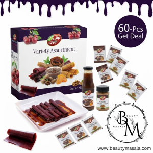 30 Pcs Get Deal - 20 Lavashak Sheets + 10 Imli Sauce + 10 Churan Chaat Masala Powder
